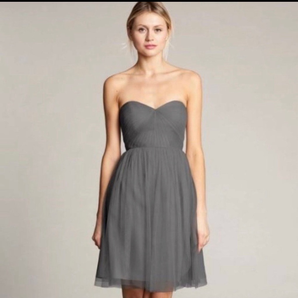 Jenny Yoo collection x Anthropologie grey strapless formal (10) 🤩